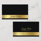 Carte De Visite Professionnel moderne élégant Noir Or Silk Luxe (Devant / Derrière)