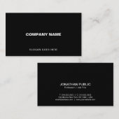 Carte De Visite Professionnel Moderne Élégant Noir Simple Plain (Devant / Derrière)