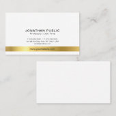 Carte De Visite Professionnel Moderne Élégant Or Blanc Simple (Devant / Derrière)