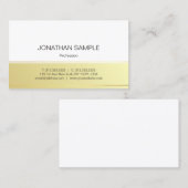 Carte De Visite Professionnel Moderne Elégant Or Look Plain Chic (Devant / Derrière)