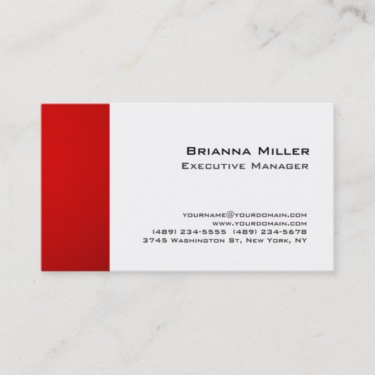 Carte De Visite Professionnel Moderne élégant Rouge Blanc (Devant)