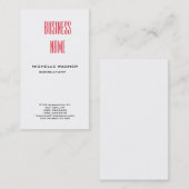 Carte De Visite Professionnel Moderne Elegant Rouge Blanc Minimali (Devant / Derrière)
