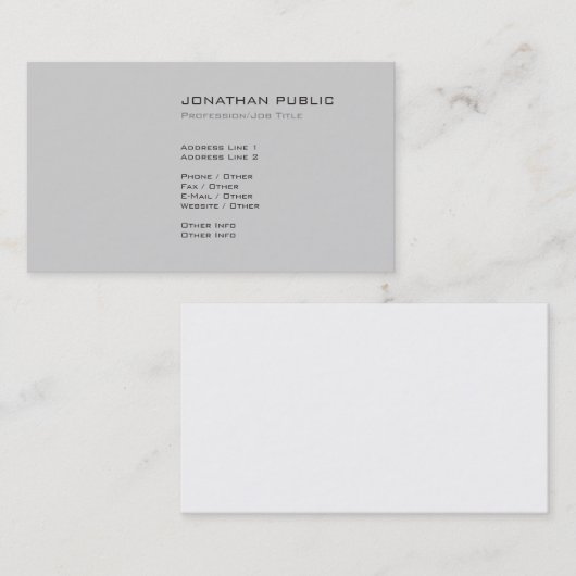 Carte De Visite Professionnel Moderne Élégant Simple Plain (Devant / Derrière)
