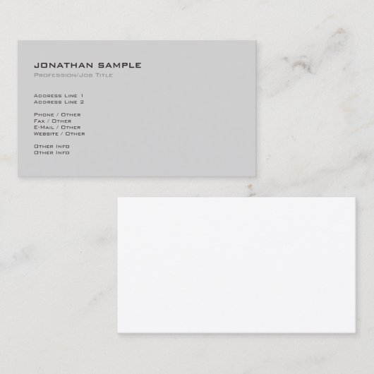Carte De Visite Professionnel Moderne Élégant Simple Plain (Devant / Derrière)