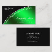 Carte De Visite Professionnel Moderne Élégant Vert Noir (Devant / Derrière)