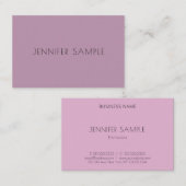 Carte De Visite Professionnel Moderne Élégant Violet Modèle Simple (Devant / Derrière)
