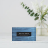 Carte de visite professionnel moderne en bois bleu (Debout devant)