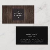Carte de visite professionnel moderne en bois fonc (Devant / Derrière)