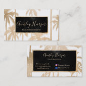 Carte De Visite Professionnel moderne et branché des palmiers d'or (Devant / Derrière)