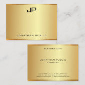 Carte De Visite Professionnel Moderne Glamour Faux Or Élégant (Devant / Derrière)
