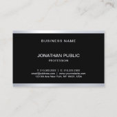 Carte De Visite Professionnel Moderne Glamour Noir Argent Élégant (Dos)