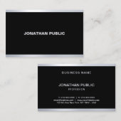 Carte De Visite Professionnel Moderne Glamour Noir Argent Élégant (Devant / Derrière)