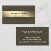 Carte De Visite Professionnel Moderne Golden Simply Grey (Devant / Derrière)