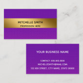 Carte De Visite Professionnel moderne Golden Simply Purple (Devant / Derrière)