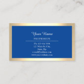Carte De Visite Professionnel moderne Golden Simply Royal Blue (Dos)