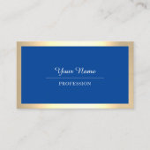 Carte De Visite Professionnel moderne Golden Simply Royal Blue (Devant)