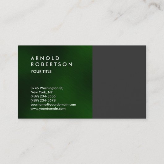 Carte de visite professionnel moderne gris vert (Devant)