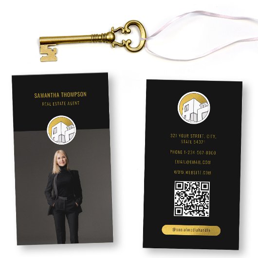 Carte De Visite Professionnel Moderne Immobilier Photo Verticale