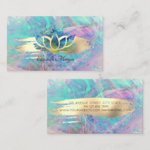 Carte De Visite Professionnel Moderne Lotus Gold Brush Stroke Opal