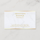 Carte De Visite Professionnel moderne Marbre blanc Gold Modèle (Dos)