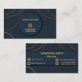 Carte de visite professionnel moderne Marine & Gol (Devant / Derrière)