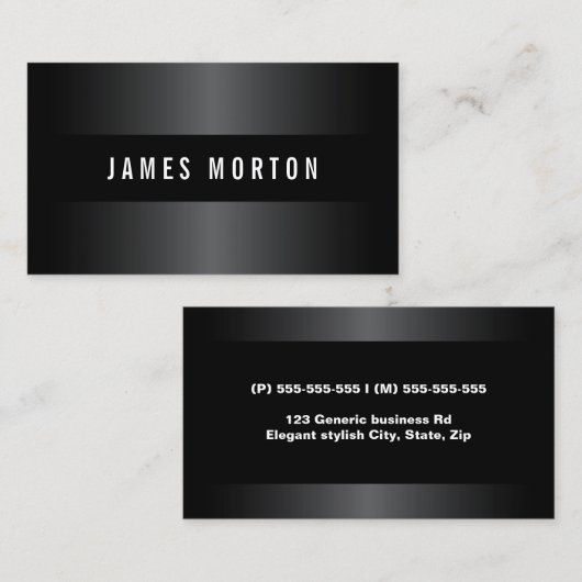 Carte De Visite Professionnel moderne masculin noir gris (Devant / Derrière)