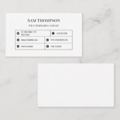 Carte De Visite Professionnel Moderne Minimale Icônes Médias Socia (Devant / Derrière)