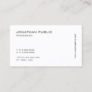 Carte De Visite Professionnel Moderne Minimaliste Chic Blanc Simpl