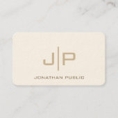 Carte De Visite Professionnel Moderne Modèle Monogramme Crème de l (Devant)