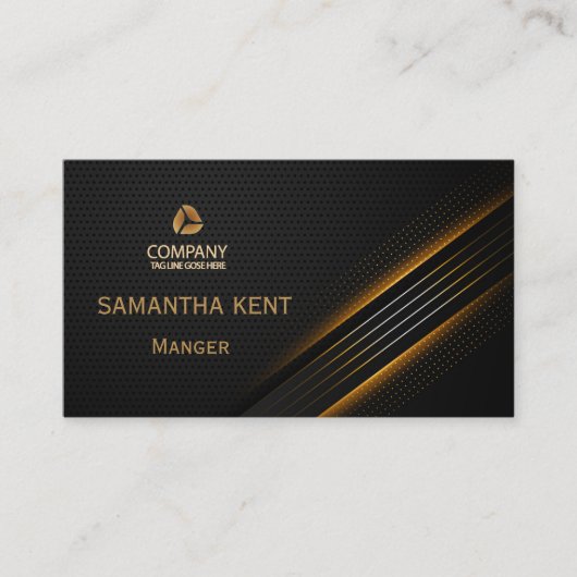 Carte de visite professionnel moderne noir et or (Devant)