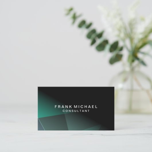 Carte De Visite Professionnel moderne noir et vert (Debout devant)