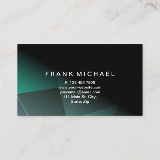 Carte De Visite Professionnel moderne noir et vert (Dos)
