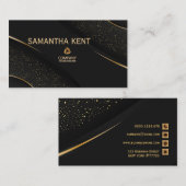 Carte de visite professionnel moderne noir & or (Devant / Derrière)