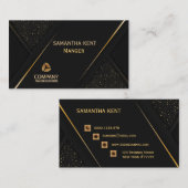 Carte de visite professionnel moderne noir & or (Devant / Derrière)