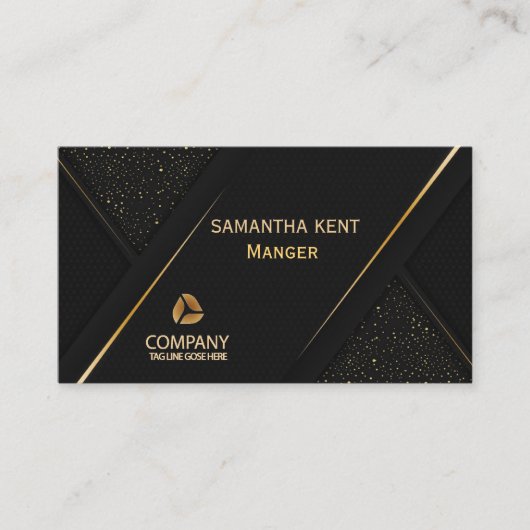 Carte de visite professionnel moderne noir & or (Devant)