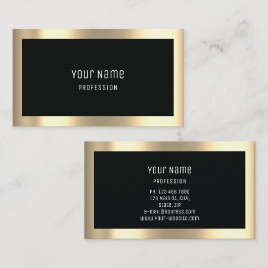 Carte De Visite Professionnel Moderne Or Simplement Minimal Noir (Devant / Derrière)