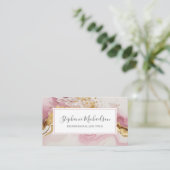 Carte De Visite Professionnel moderne Pink Gold Abstrait (Debout devant)