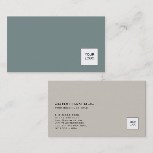 Carte De Visite Professionnel Moderne Plain Avec Logo Couleurs Élé (Devant / Derrière)