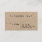 Carte De Visite Professionnel Moderne Plain Simple Premium Kraft (Devant)
