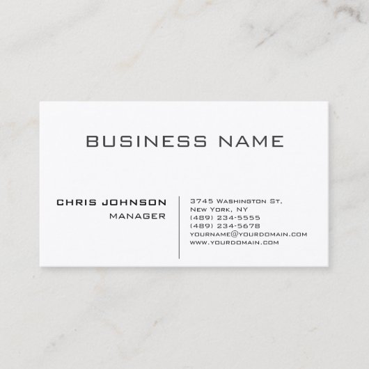 Carte De Visite Professionnel Moderne Plain Simple Premium Silk (Devant)