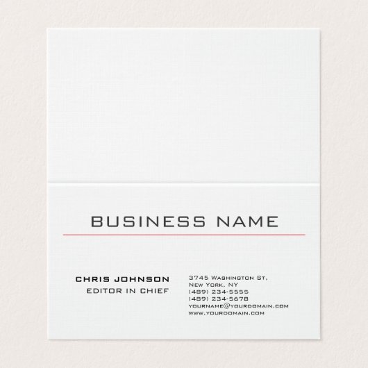 Carte De Visite Professionnel Moderne Plain Simple Premium Silk (Extérieur déplié)