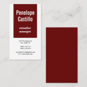 Carte De Visite Professionnel Moderne Plat Brun Noir Rouge Blanc N (Devant / Derrière)