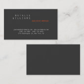 Carte De Visite Professionnel Moderne Plat Simple Gris Orange (Devant / Derrière)