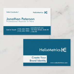 Carte De Visite Professionnel Moderne Propre Bleu Blanc HelixMetri
