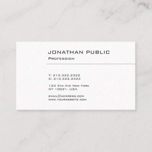 Carte De Visite Professionnel Moderne Propre Design élégant Plain (Devant)