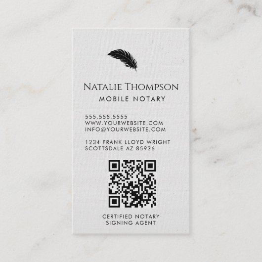 Carte De Visite Professionnel moderne QR Code Notaire Vertical Pub (Dos)
