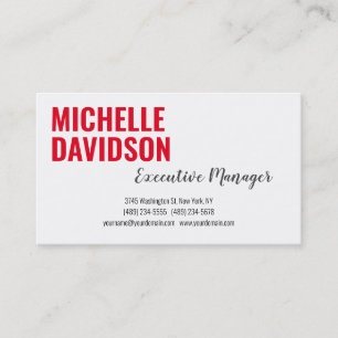 Carte De Visite Professionnel Moderne Rouge Blanc Minimaliste Simp