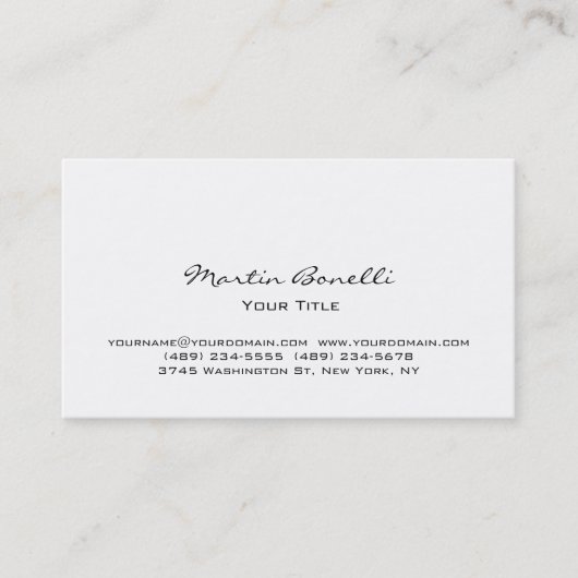 Carte de visite professionnel moderne simple blanc (Devant)
