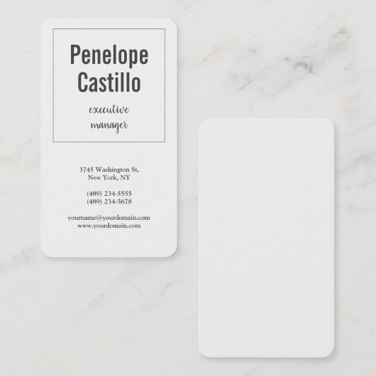 Carte De Visite Professionnel Moderne Simple Blanc simple (Devant / Derrière)