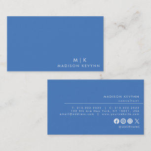 Carte De Visite Professionnel Moderne Simple Bleu Minimaliste